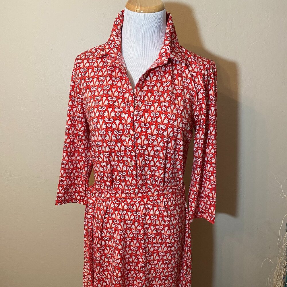 Max Studio Red Floral Shirt Dress